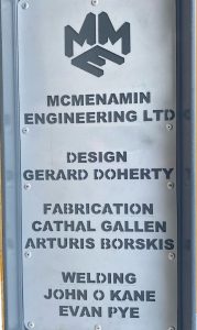 McMenamin Engineering plaque in Sliabh Liag distillery