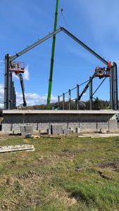 Steel structure being erected by McMenamin Engineering