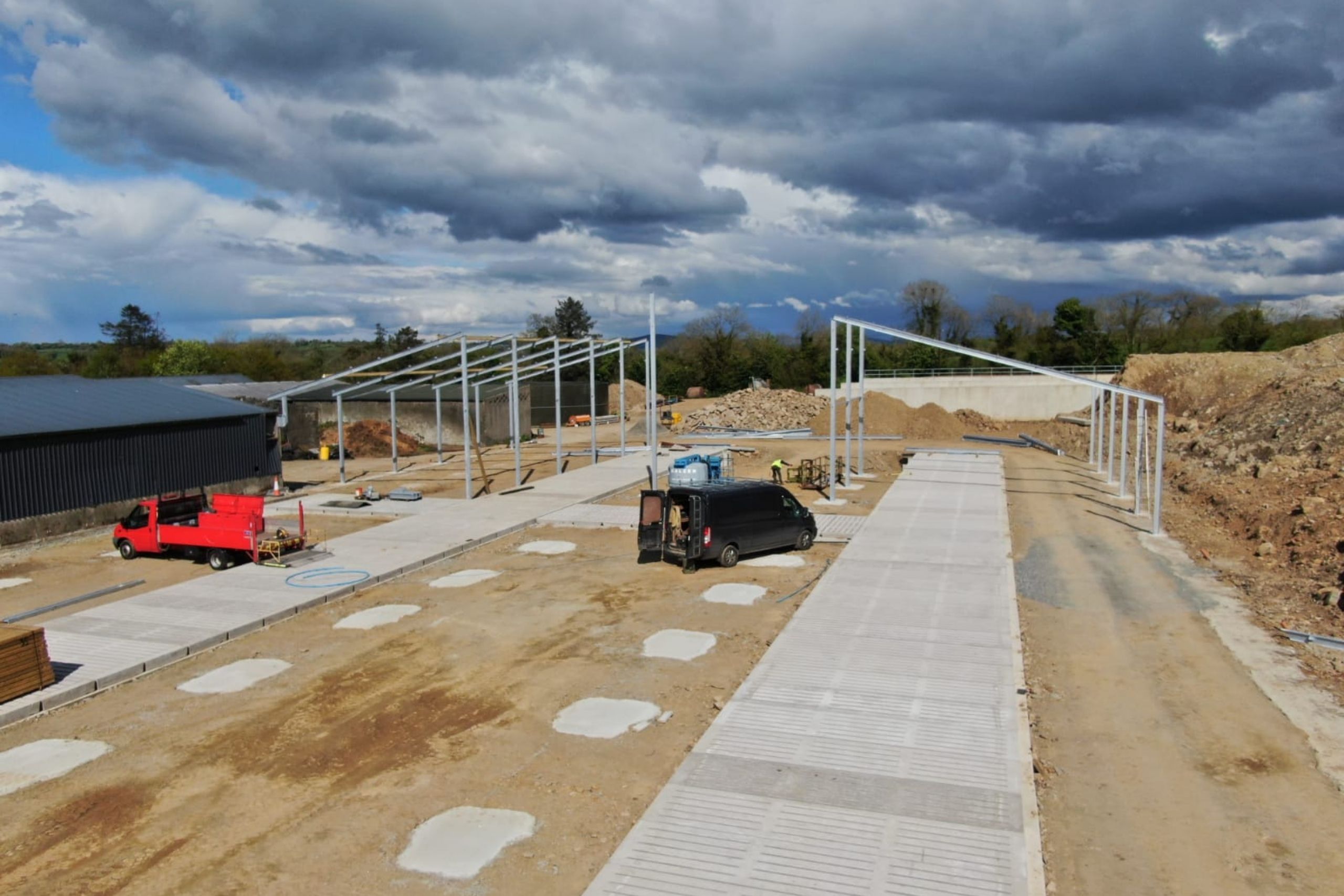 McMenamin Engineering erecting structural steel for a cattle shed
