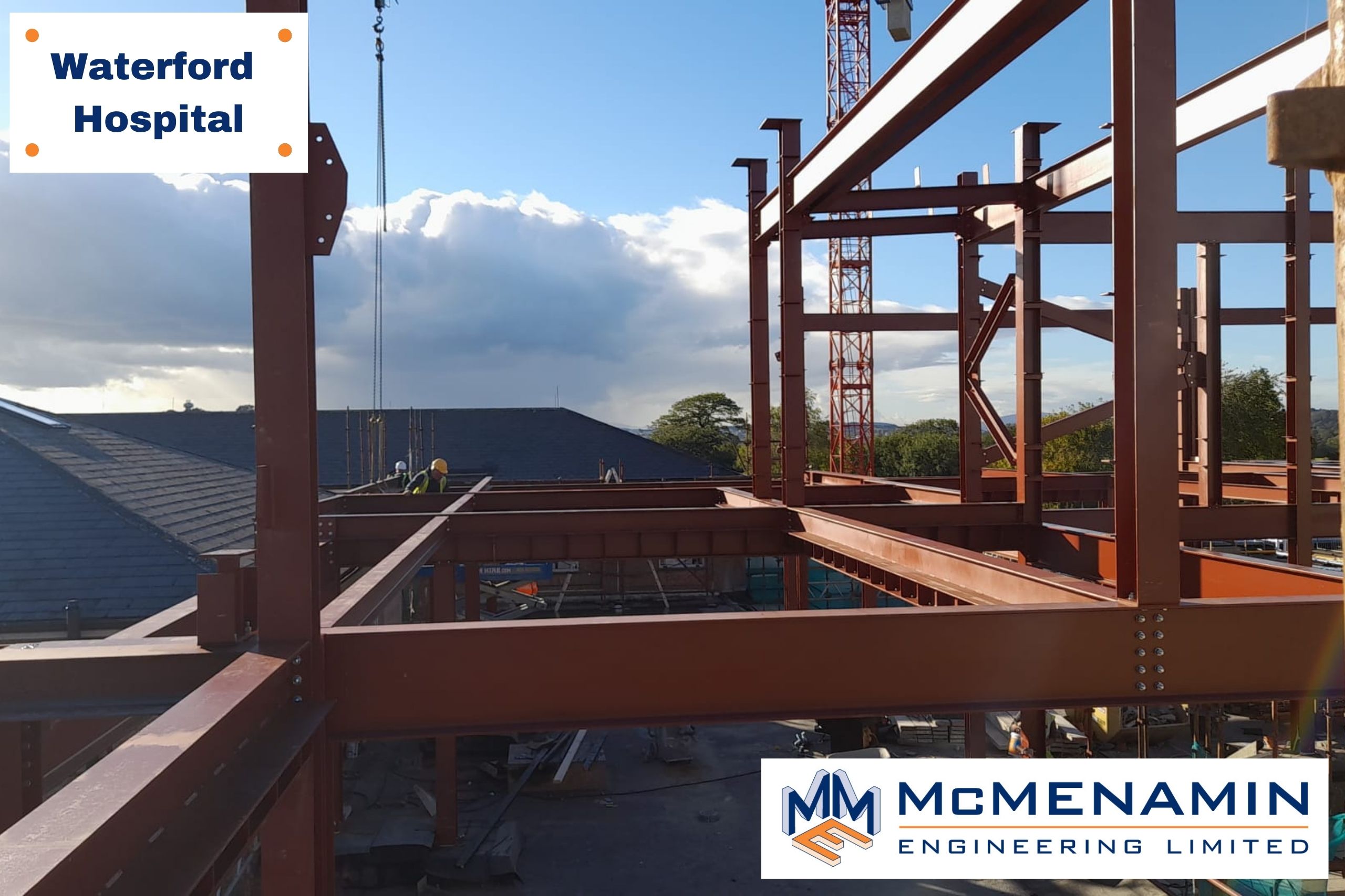 Photo shows structural steel & purlins supplied to the Cath Lab Waterford