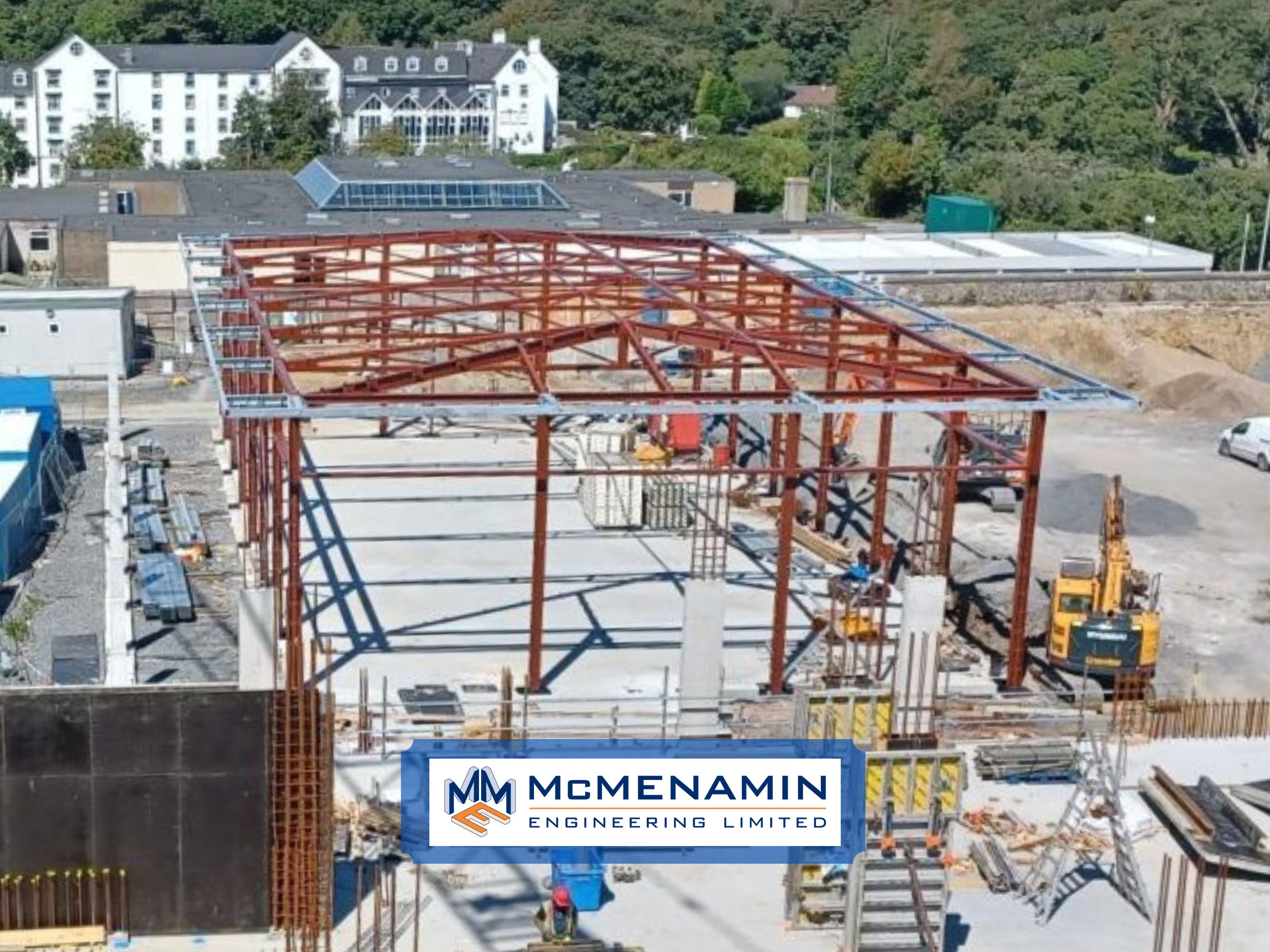 Structural steel frame supplied to Ennistymon Education Campus by McMenamin Engineering